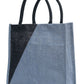 Blue & Black Geometric Jute Bag