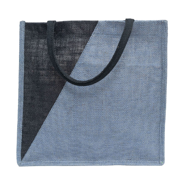 Blue & Black Geometric Jute Bag
