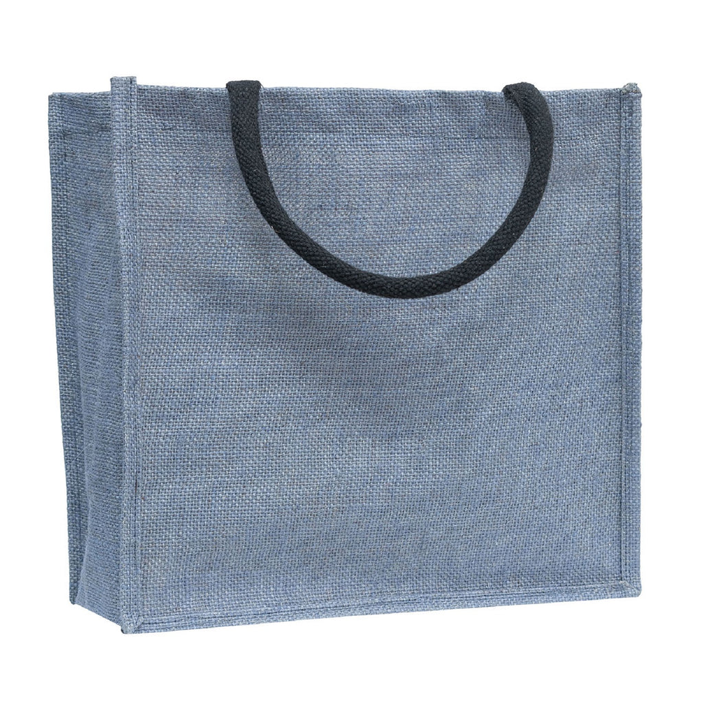Blue & Black Geometric Jute Bag