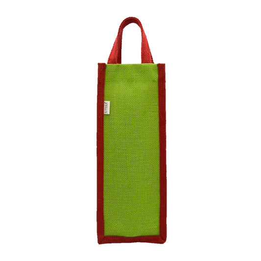 Green & Red Jute Bottle Bag