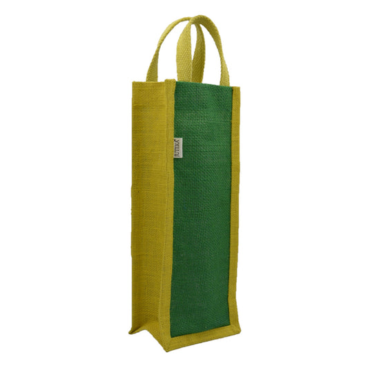 Green & Yellow Jute Bottle Bag