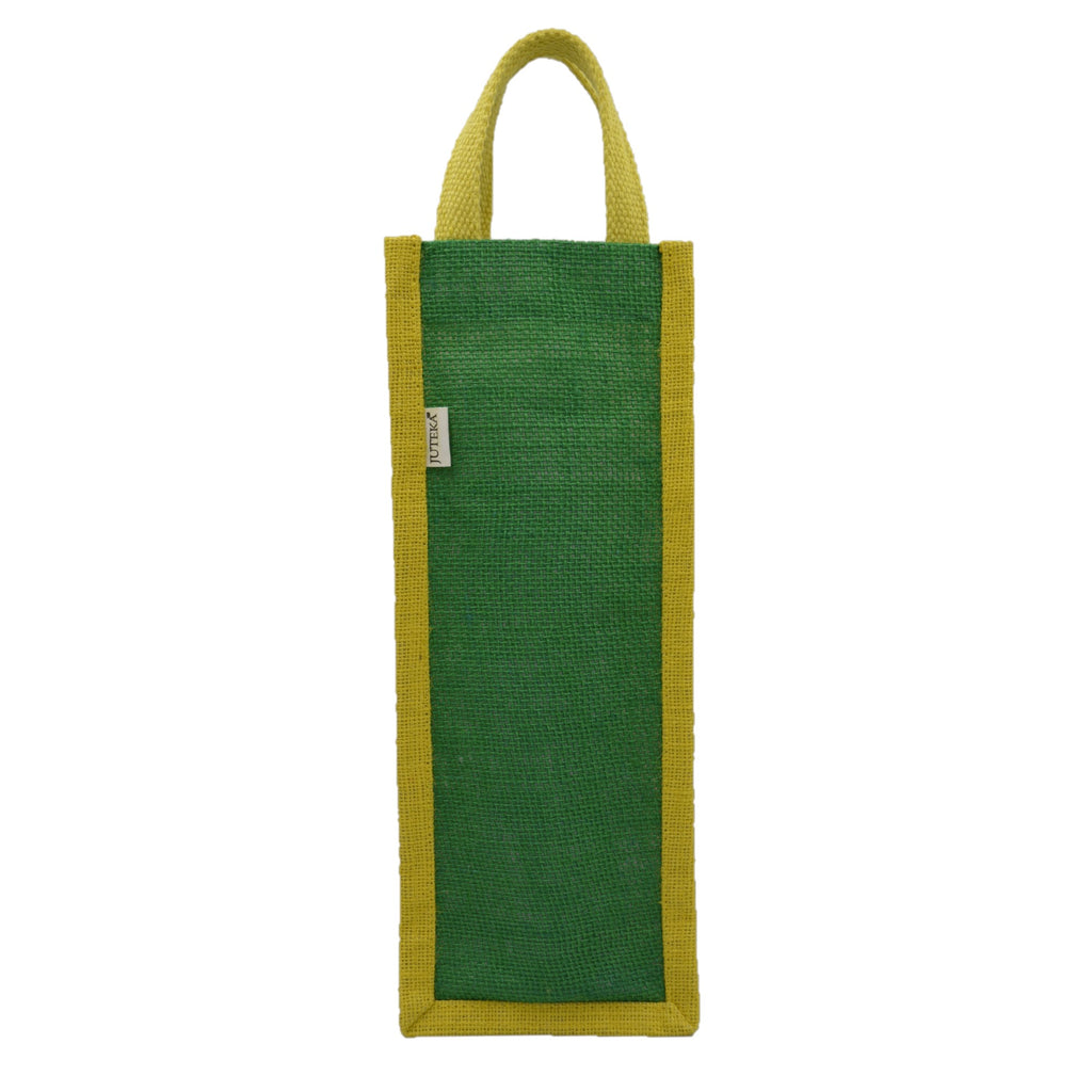 Blue & Green Jute Bottle Bag