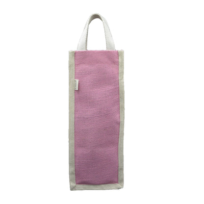 Pink & White Jute Bottle Bag
