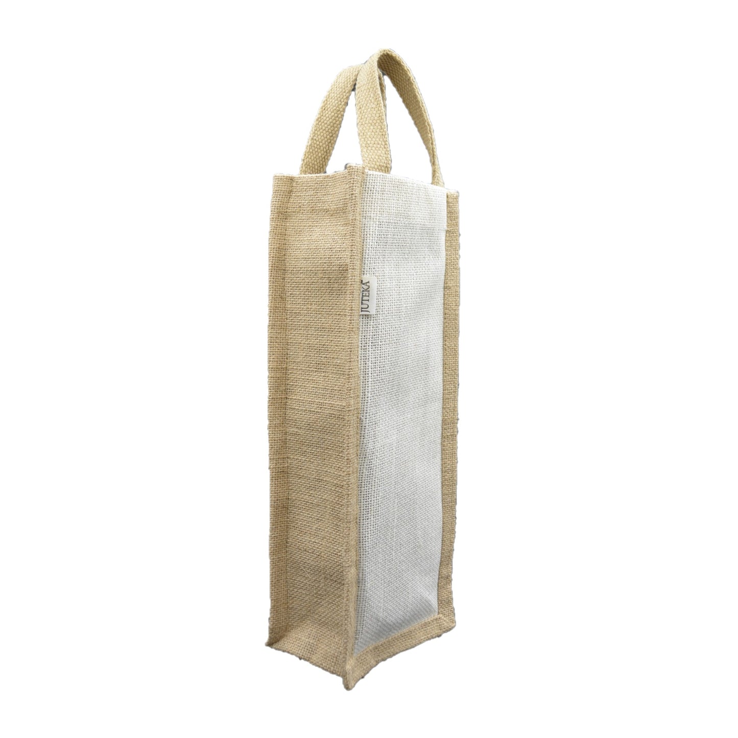 Natural & White Jute Bottle Bag
