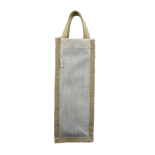 Natural & White Jute Bottle Bag