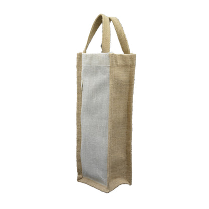 Natural & White Jute Bottle Bag