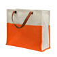 Two-Tone Jute Tote Bag with Leather Handle