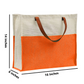 Two-Tone Jute Tote Bag with Leather Handle