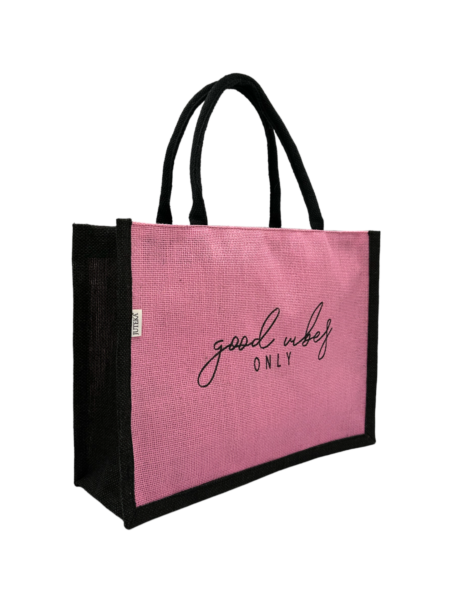 "Good Vibes Only" Jute Tote Bag