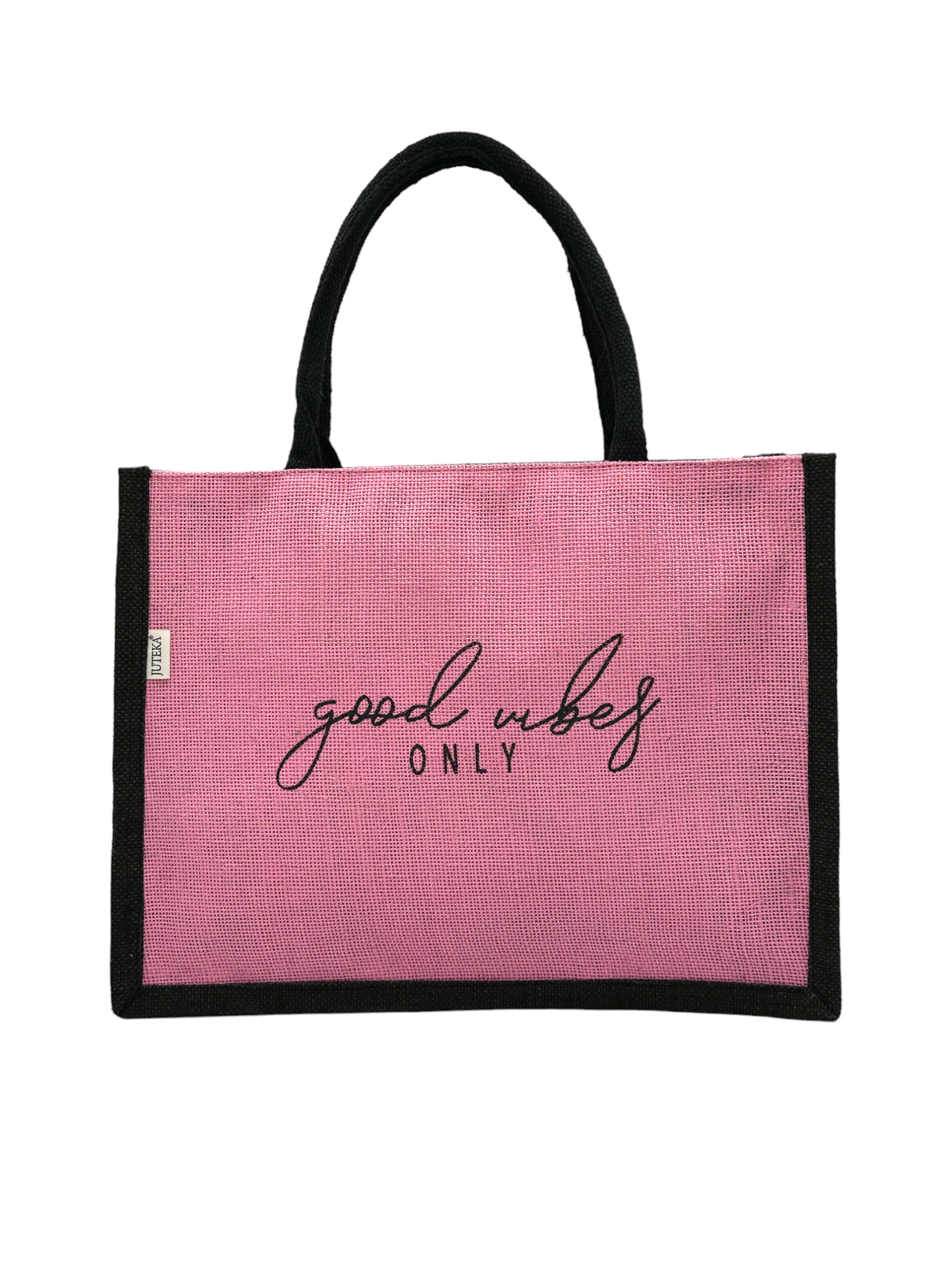 "Good Vibes Only" Jute Tote Bag