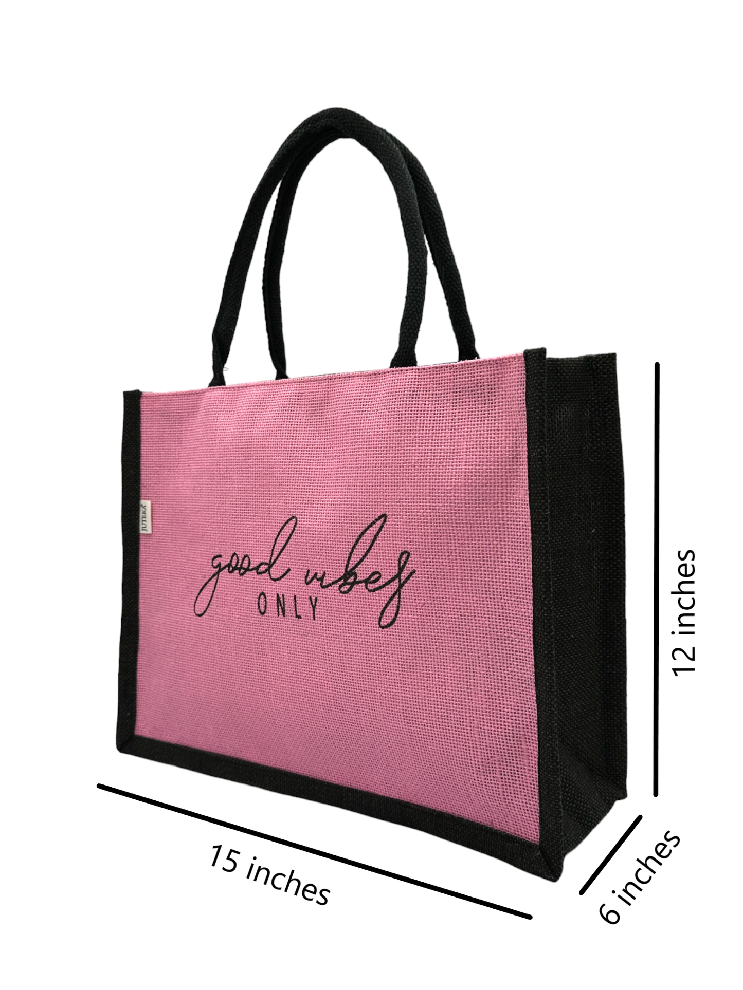 "Good Vibes Only" Jute Tote Bag
