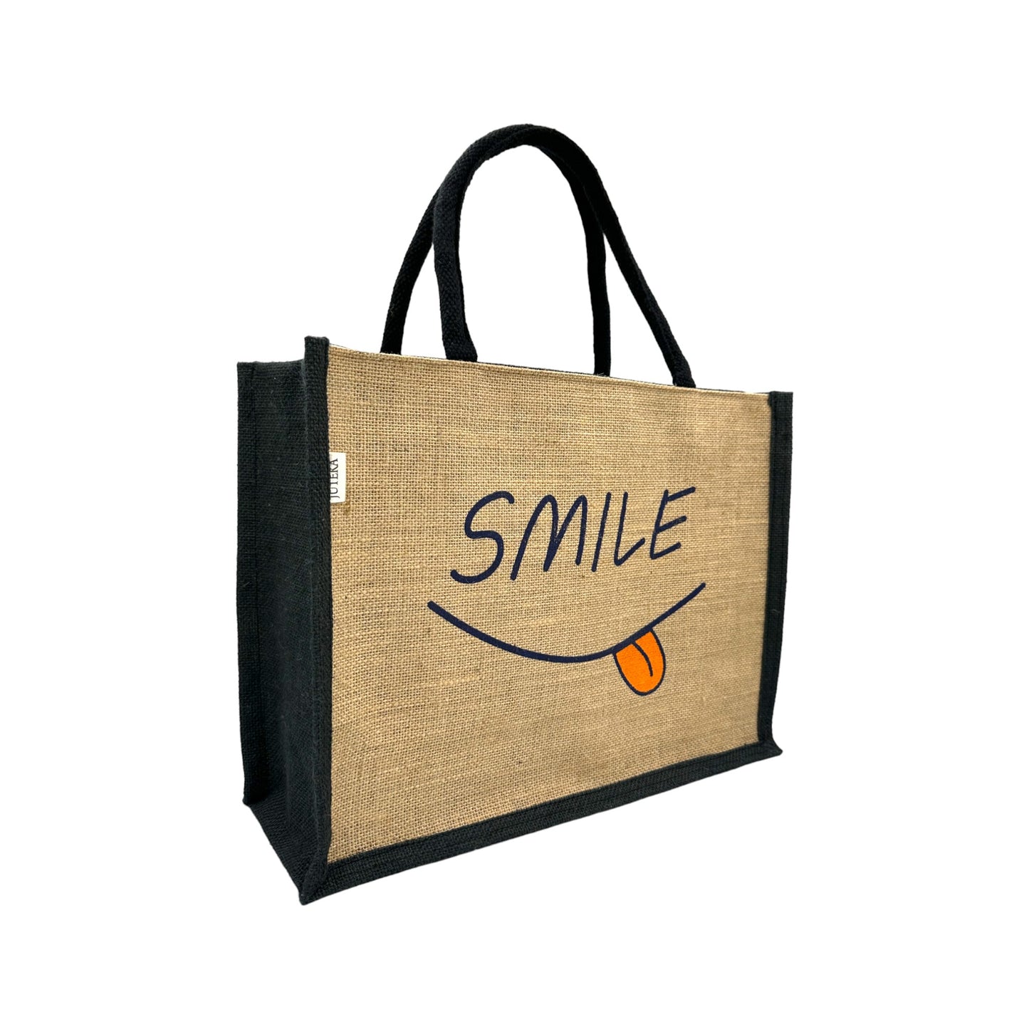 Jute Tote Bag with "Smile"