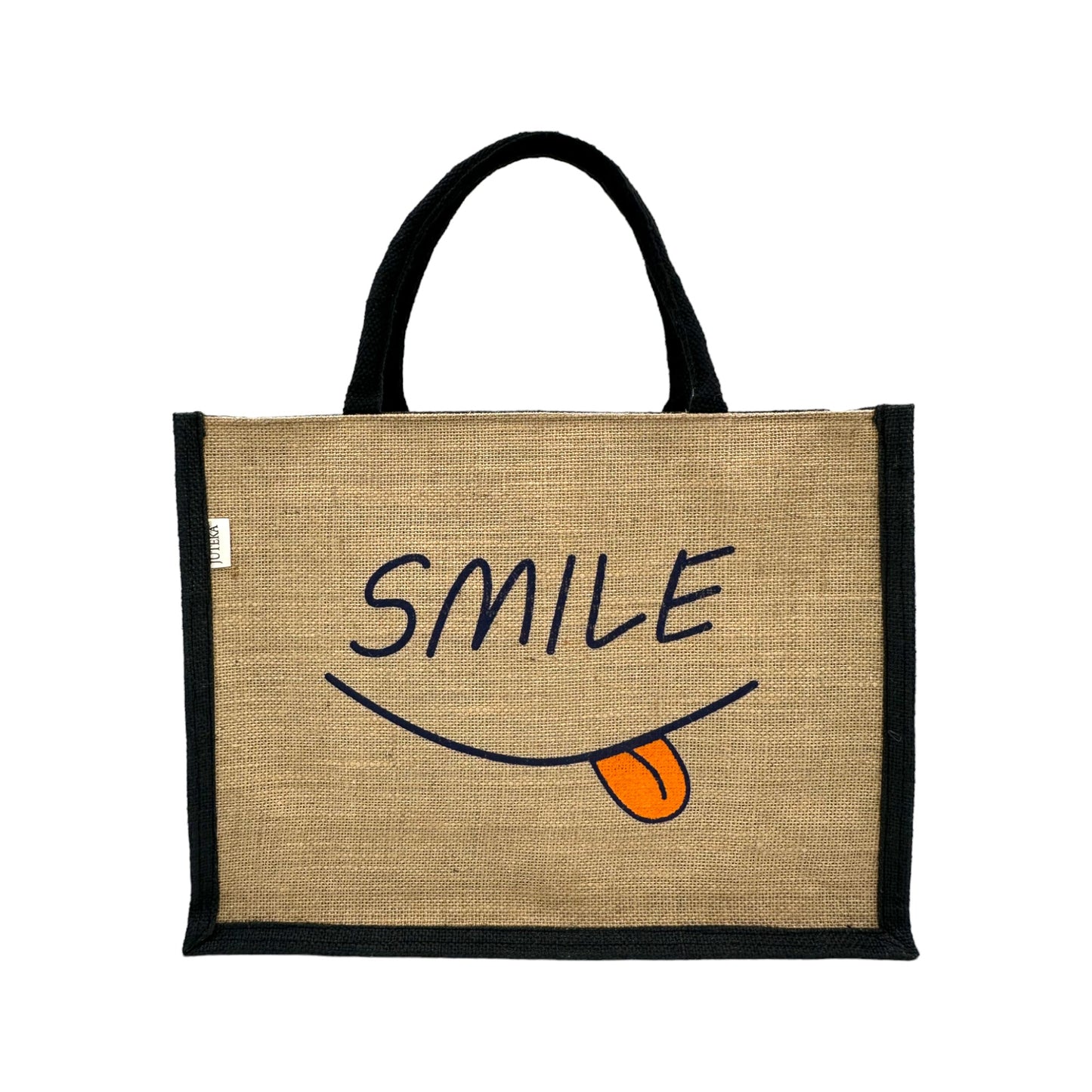 Jute Tote Bag with "Smile"