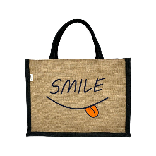Jute Tote Bag with "Smile"