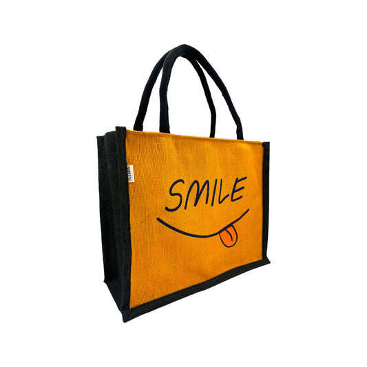 Jute Tote Bag with "Smile"