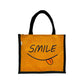 Jute Tote Bag with "Smile"