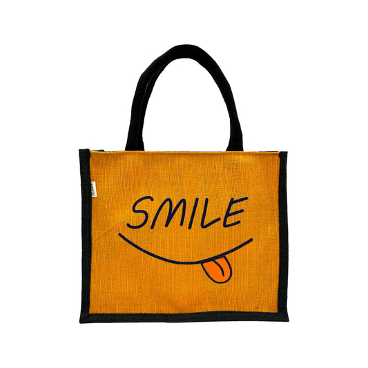Jute Tote Bag with "Smile"