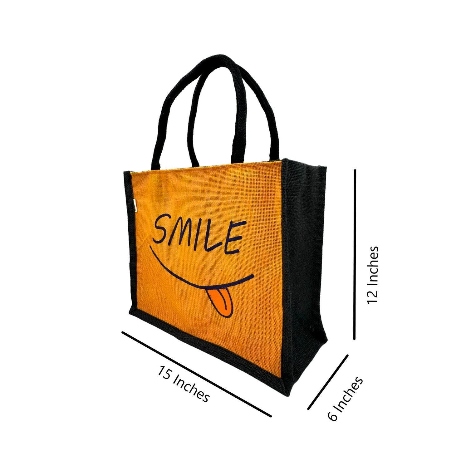 Jute Tote Bag with "Smile"