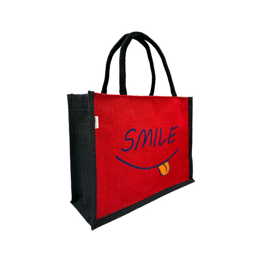 Jute Tote Bag with "Smile"