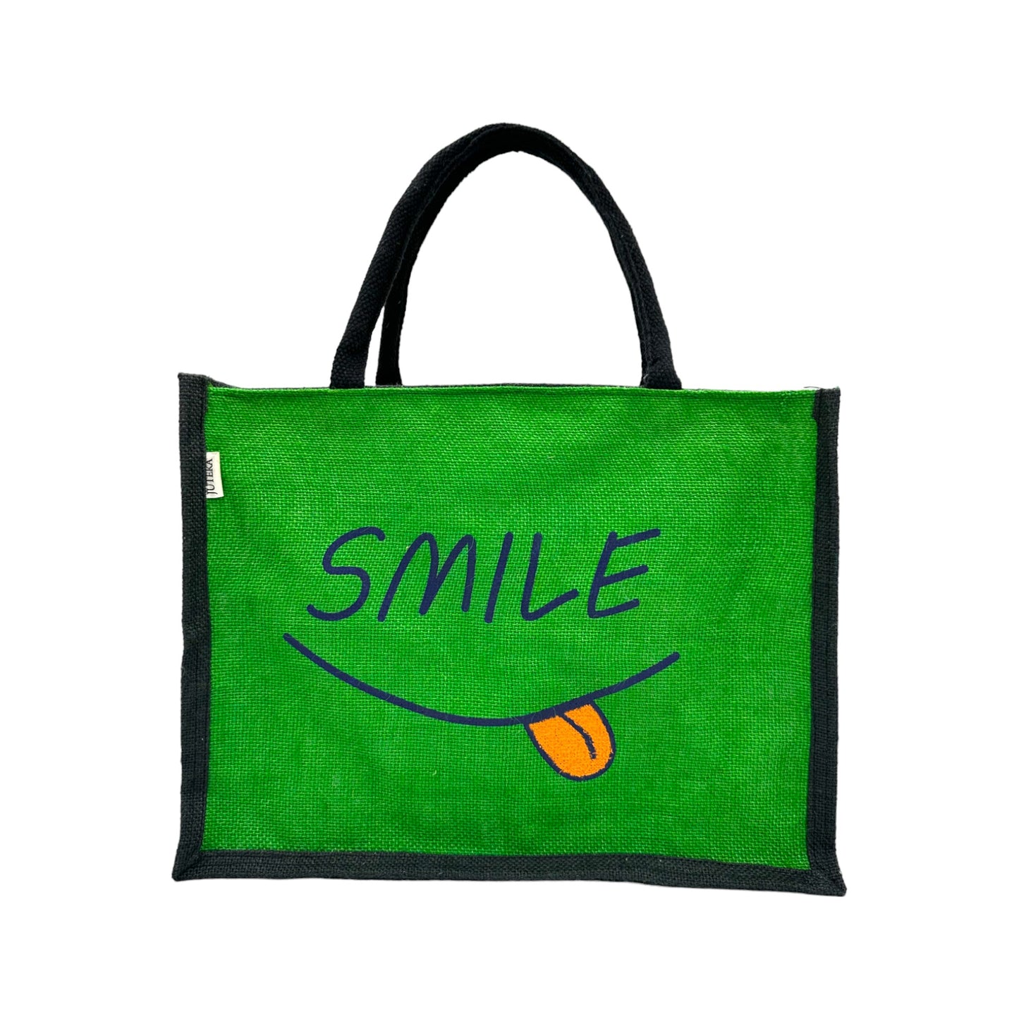 Jute Tote Bag with "Smile"
