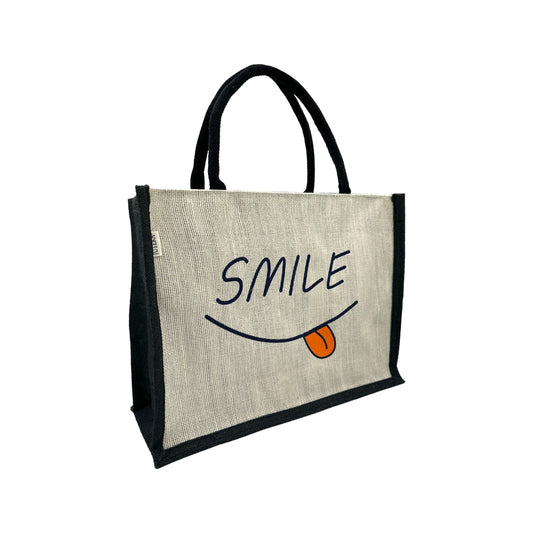 Jute Tote Bag with "Smile"
