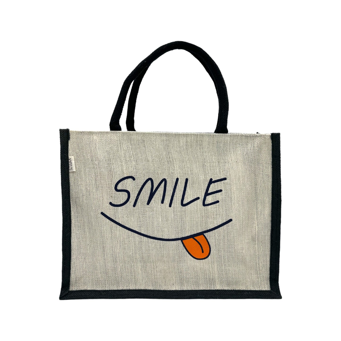 Jute Tote Bag with "Smile"