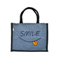 Jute Tote Bag with "Smile"