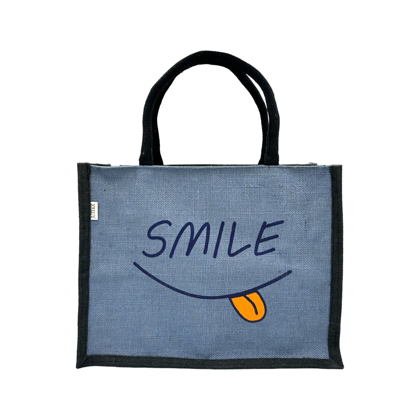 Jute Tote Bag with "Smile"
