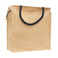 Jute Tote Bag with White Zipper Pocket