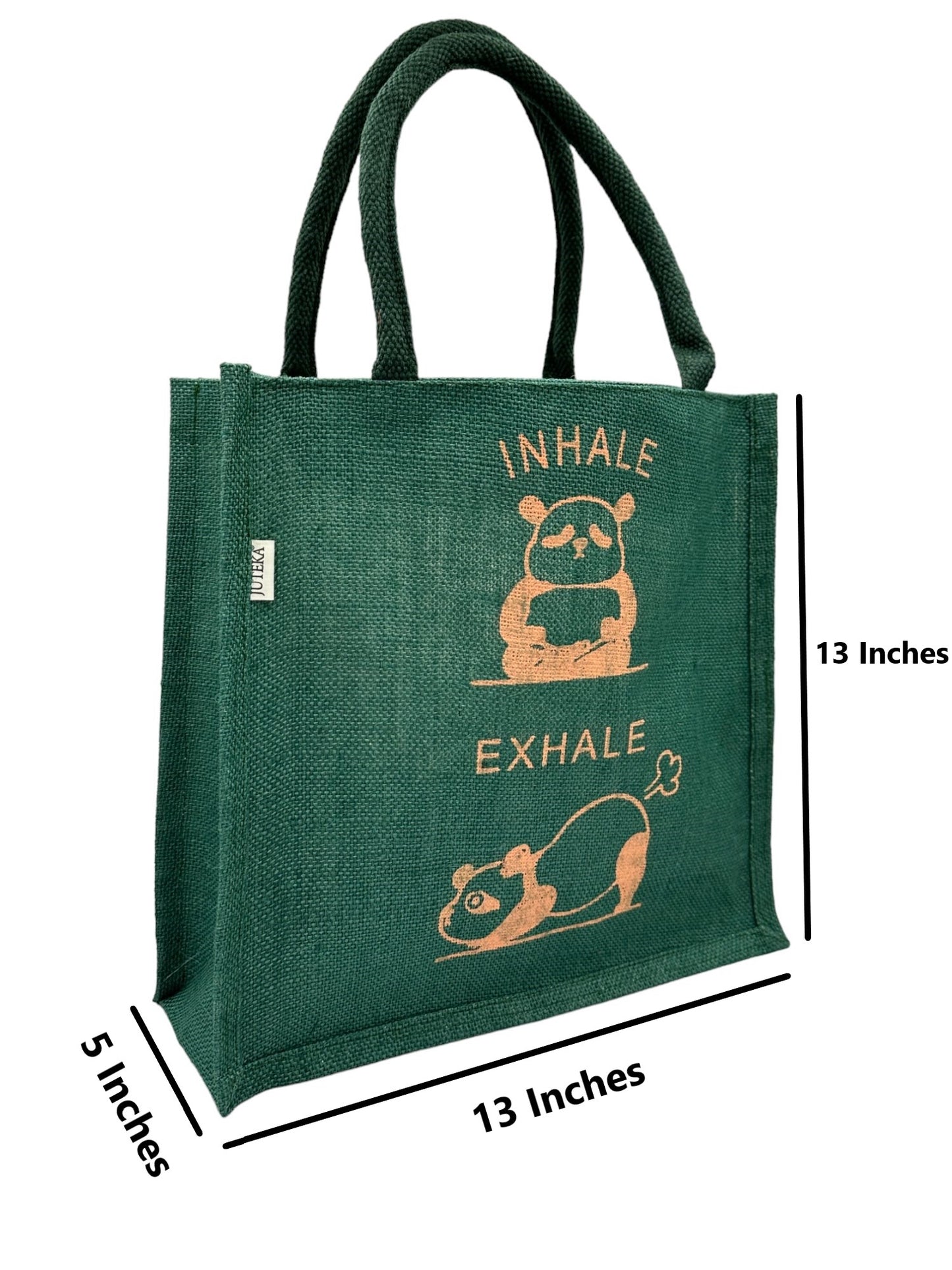 "Inhale Exhale" Panda Jute Tote Bag Jute Tot Bag