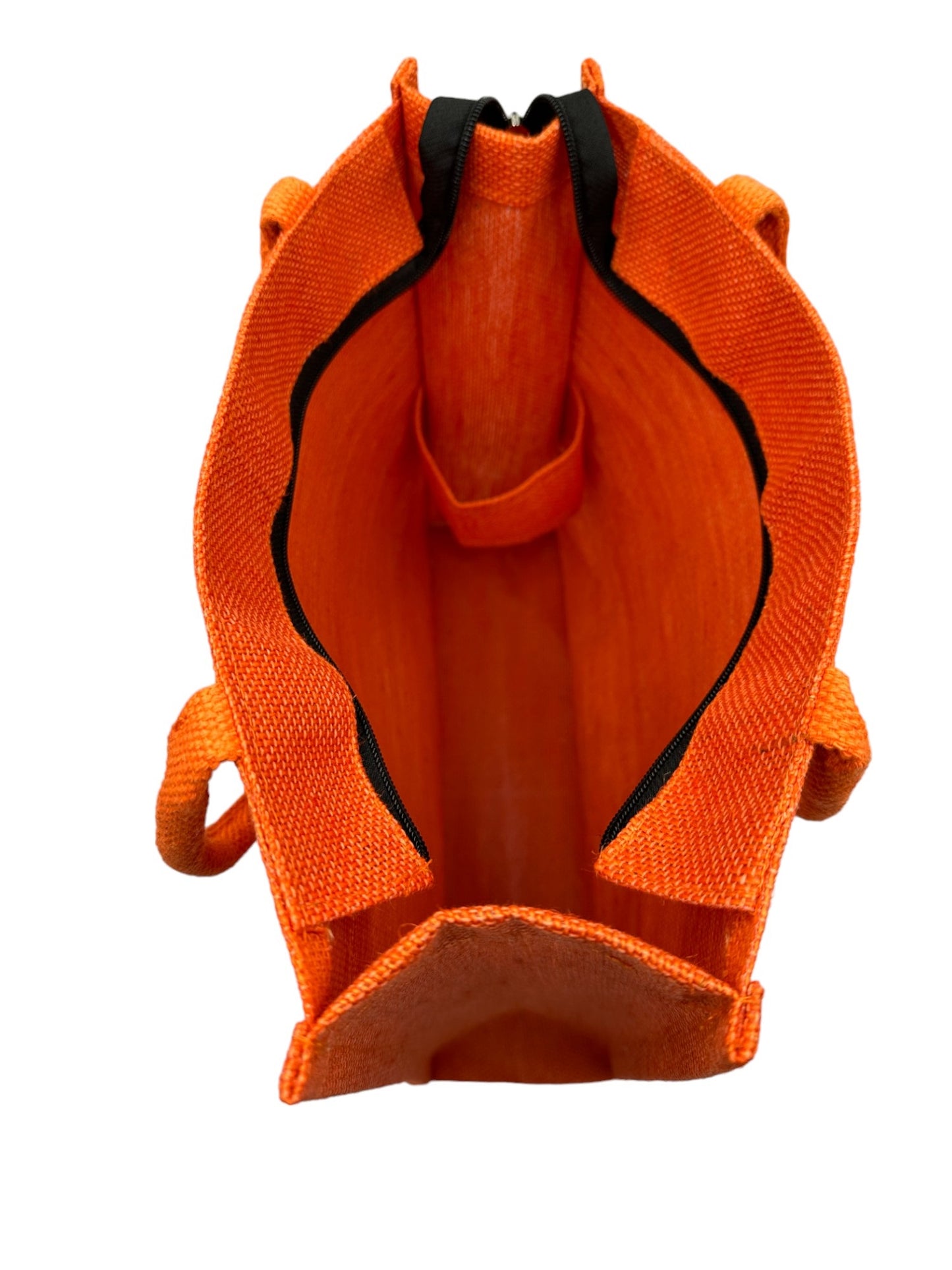 "Inhale Exhale" Orange Panda Jute Tote Bag