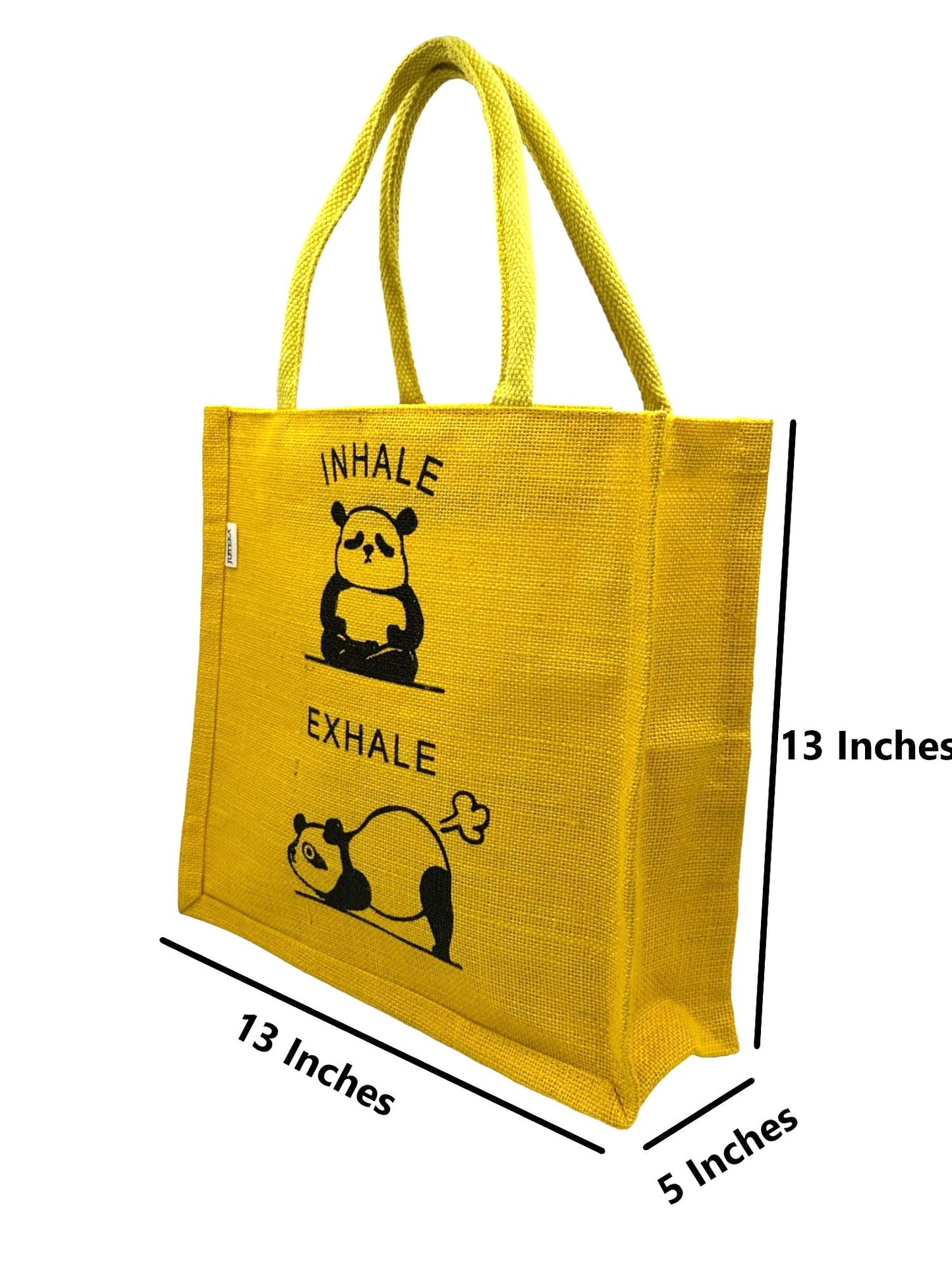 "Inhale Exhale" Panda Jute Tote Bag