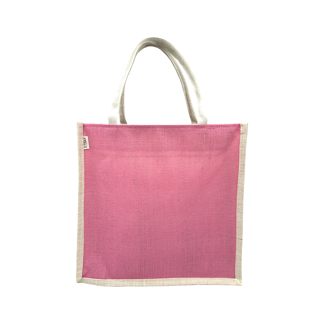 Dual-Tone Jute Tote Bag –  Pink & White