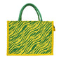 Bold Red & White Tiger Print Jute Tote Bag