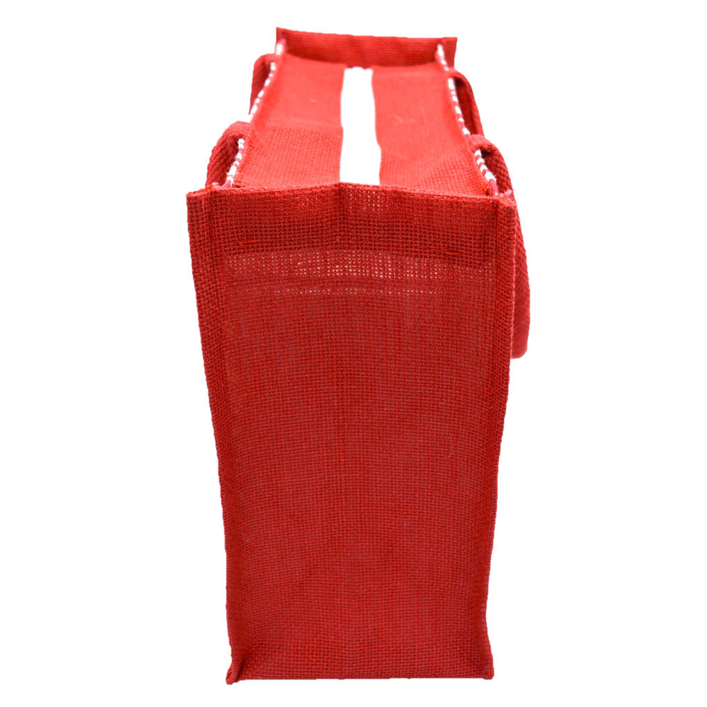 Bold Red & White Tiger Print Jute Tote Bag