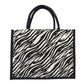 Classic Black & White Tiger Print Jute Tote Bag