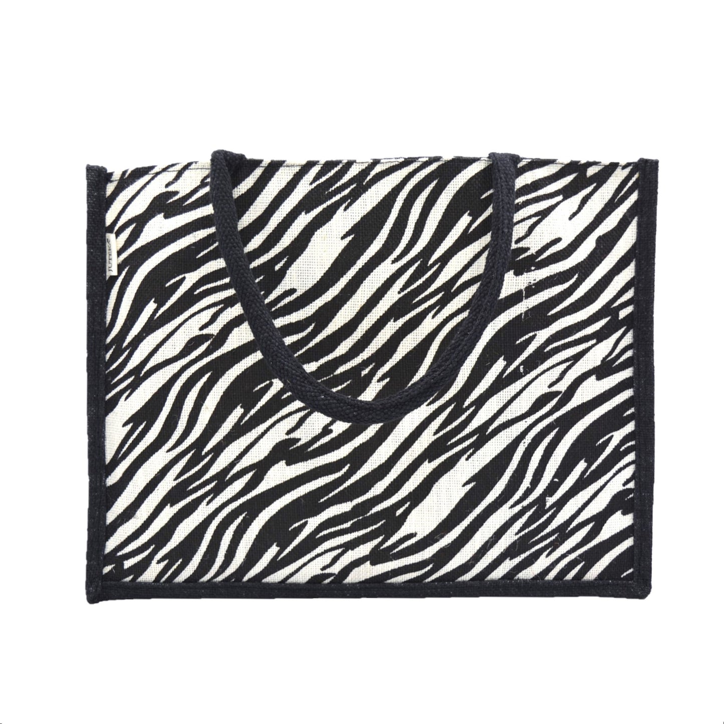 Bold Red & White Tiger Print Jute Tote Bag