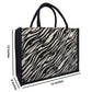 Classic Black & White Tiger Print Jute Tote Bag