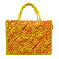Bold Yellow & Red Tiger Print Jute Tote Bag