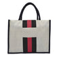 Jute Tote Bag – Black & Red Stripes