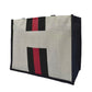 Jute Tote Bag – Black & Red Stripes