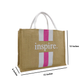 Inspire Jute Tote Bag –  Pink & White Stripes
