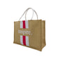 Inspire Jute Tote Bag – with Red & White Stripes