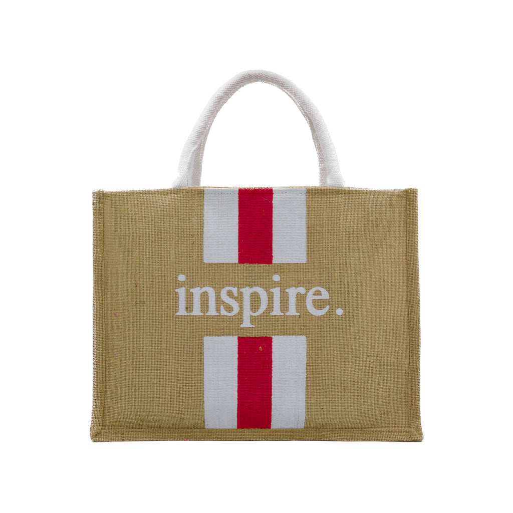 Inspire Jute Tote Bag – Blue Stripes