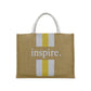 Inspire Jute Tote Bag – Black with White Stripes