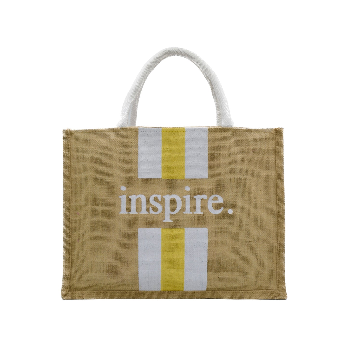 Inspire Jute Tote Bag – Black with White Stripes