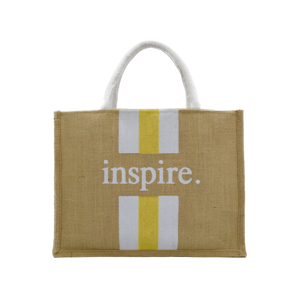 Inspire Jute Tote Bag – Blue Stripes