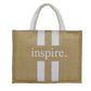 Inspire Jute Tote Bag – Black with White Stripes