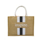Inspire Jute Tote Bag – Black with White Stripes