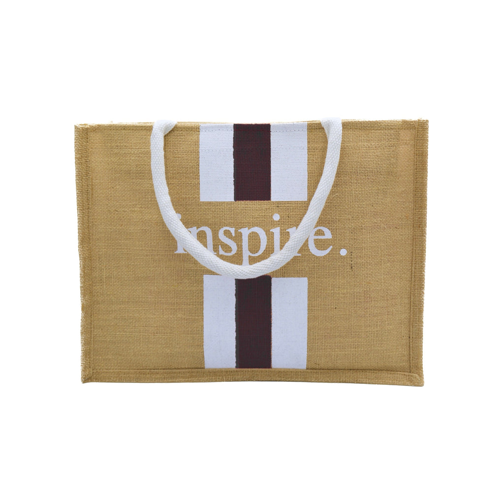 Inspire Jute Tote Bag – Blue Stripes